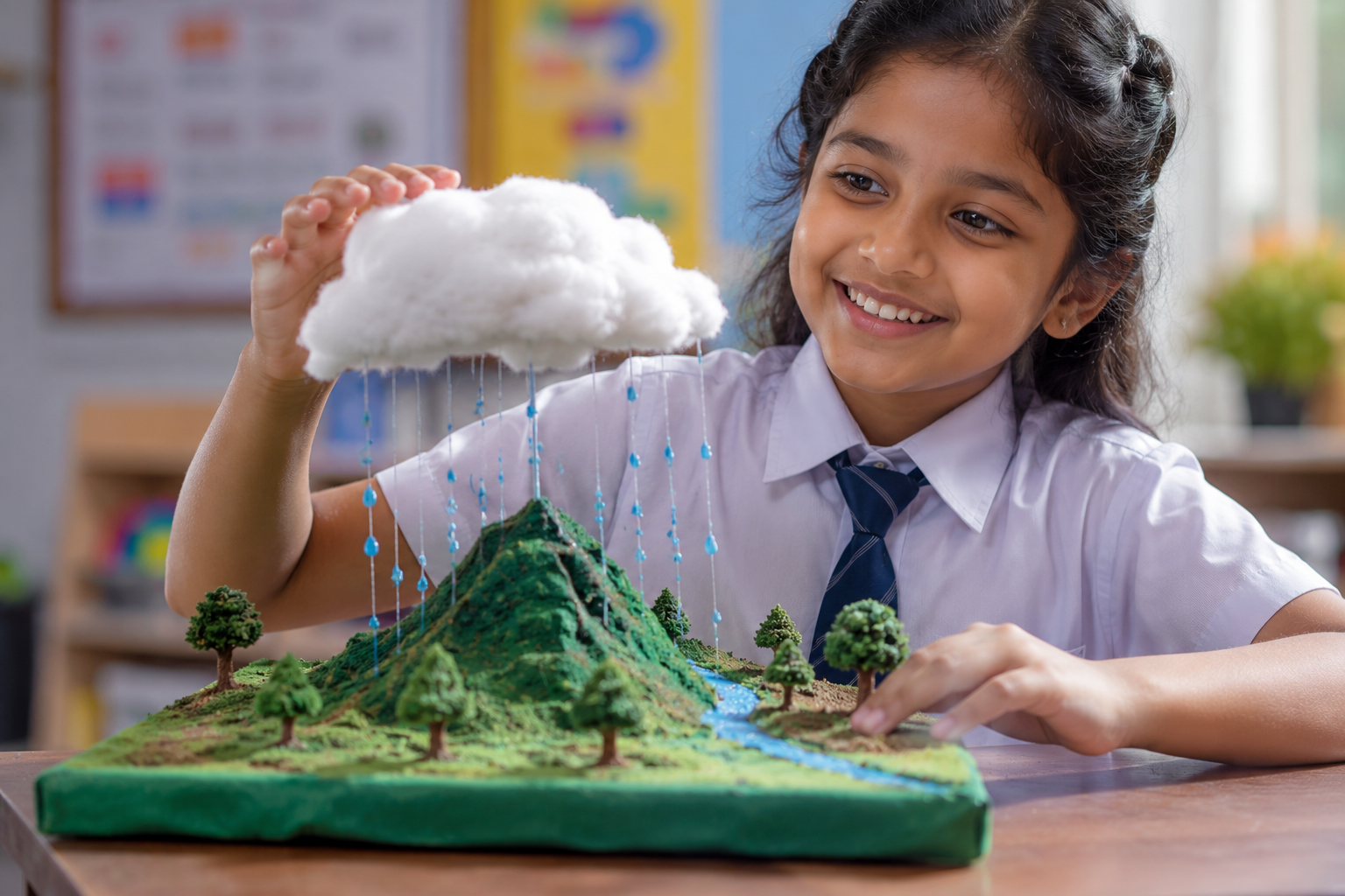 Child engaged in science learning project